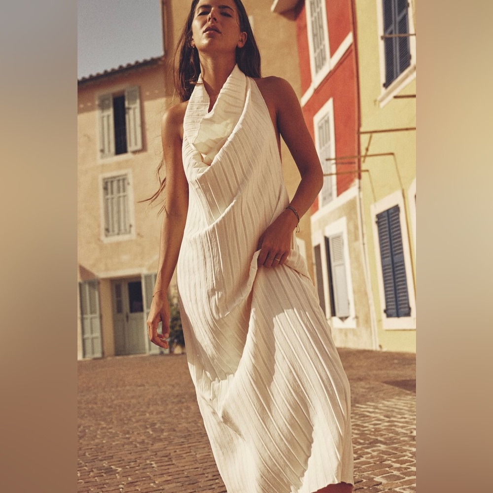 Zara pleated halter dress
